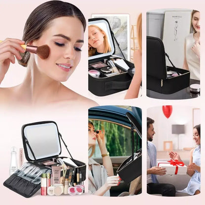 Organizador de maquillaje portátil con espejo LED + Obsequio